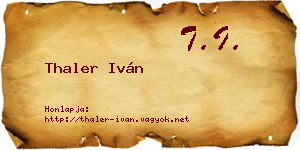 Thaler Iván névjegykártya